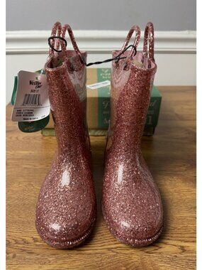 Western Chief Sparkle Waterproof Rain Boot Little Kid Girls Rose Gold Size 13
